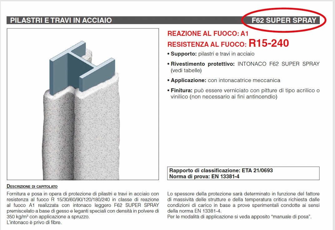 Download specificiations F62 Super Spray Steel columns and beams