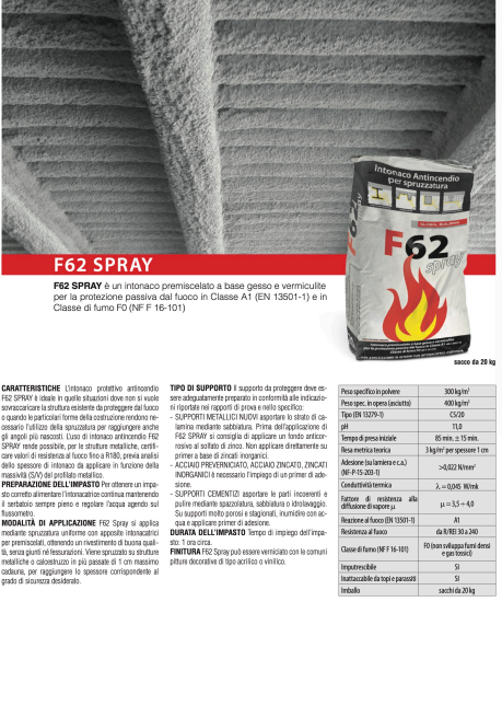 Download Technical data sheet F62 Sparay 