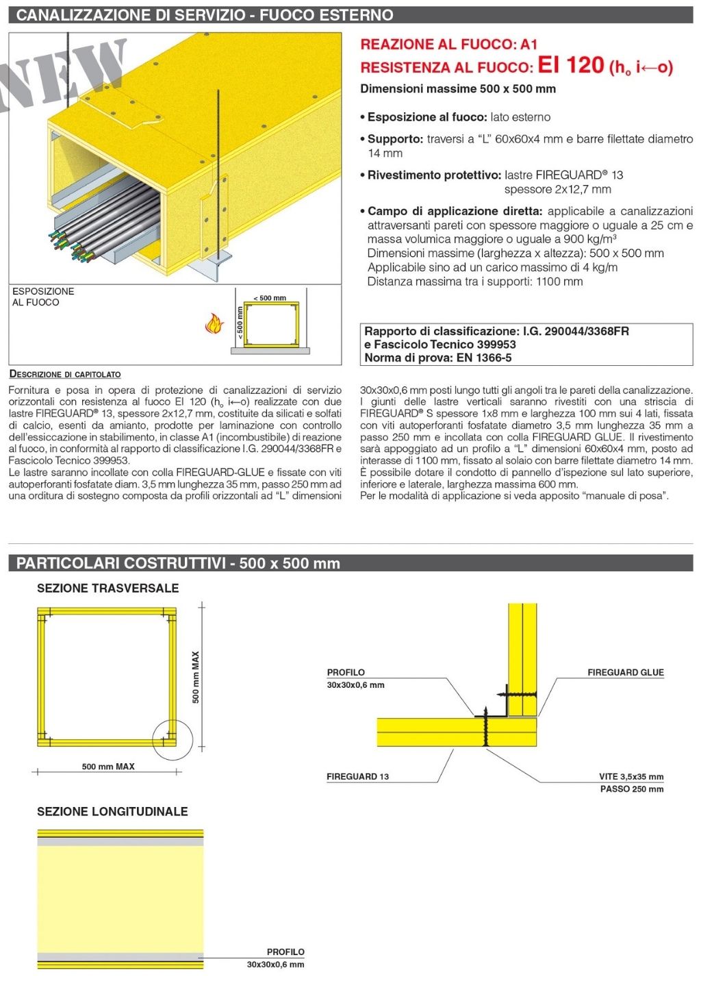 Download specification global building canalizzazione servizio fuoco esterno EI 120 500x500