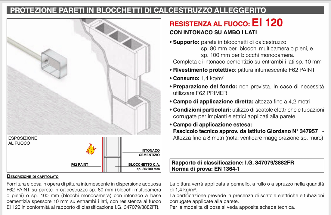 Download specifications F62 Paint Wall protection in lightweight concrete blocks 