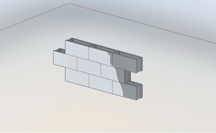 Download revit model Wall protection in single-chamber concrete blocks thickness 125 mm