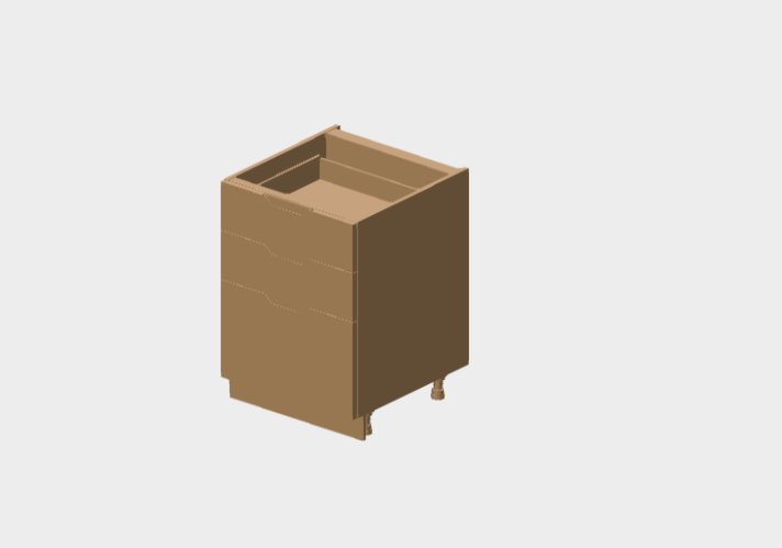 Download dwg CAD model Base 2 drawers 1 basket Pure Glam Aster Cucine
