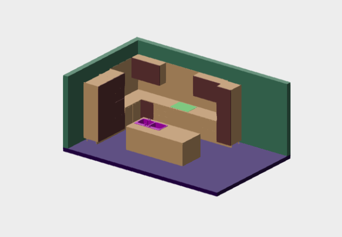 Download dwg CAD model l+Island Kitchen Aster Pure Glam 