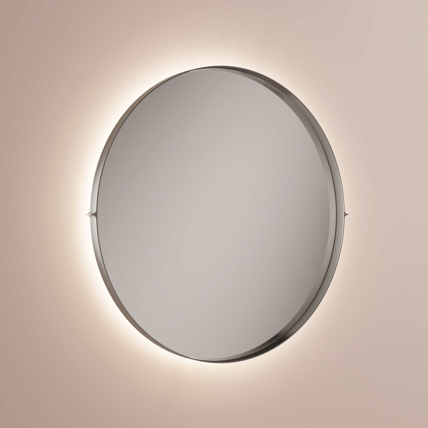 Download 3D dwg CAD model MIR90FR Round mirror with steel frame and LED backlighting