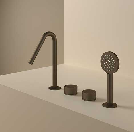 Download dwg CAD model GY073D bathroom set with 2-handle mixer tap and hand shower
