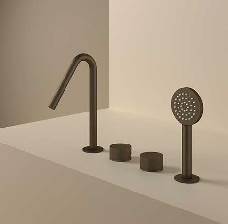 Download BIM Model rfa GY073R Bath-edge set with two mixers (spout and hand shower) 