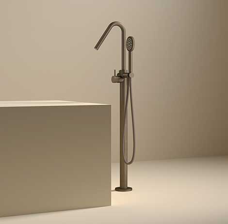 Download dwg CAD model GY177R Floor-mounted bath mixer with flexible shower hose