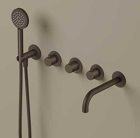 Download BIM model rfa GY7072D  built-in thermostatic bath mixer with two shut-off valves, spout and hand shower