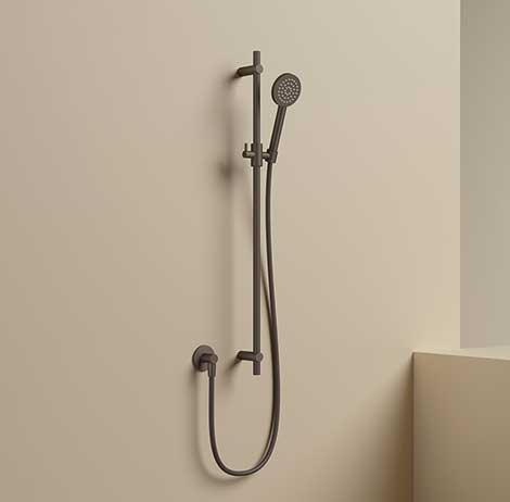 Download dwg CAD model M318 shower rail with flexible shower head ø9,4 cm and water outlet