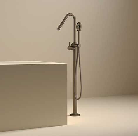 Download dwg CAD model GY177D floor-mounted bath mixer with flexible shower hose Hotbath