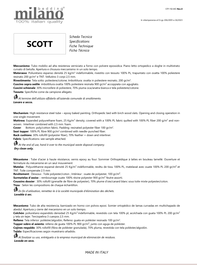 Download technical information Scott Milano Bedding