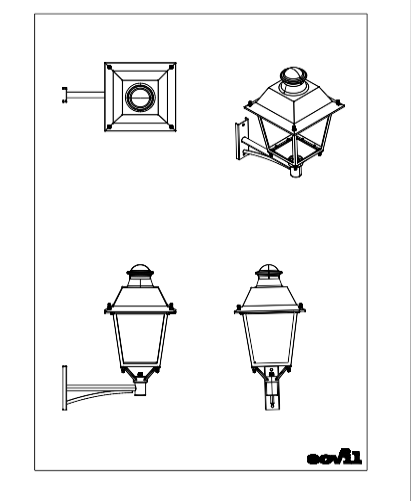 Download 2D dwg CAD model Avenida Sovil applique 98297-99297