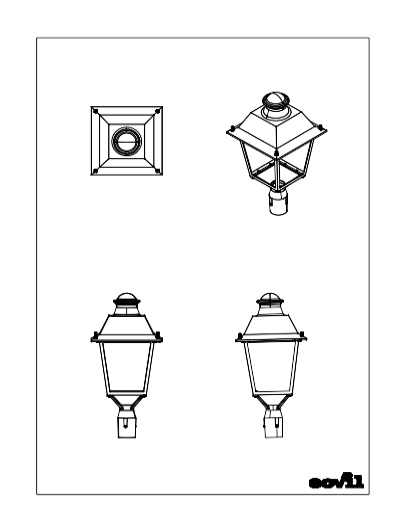 Download 2D dwg CAD model Avenida Post-Top 98298_99298 