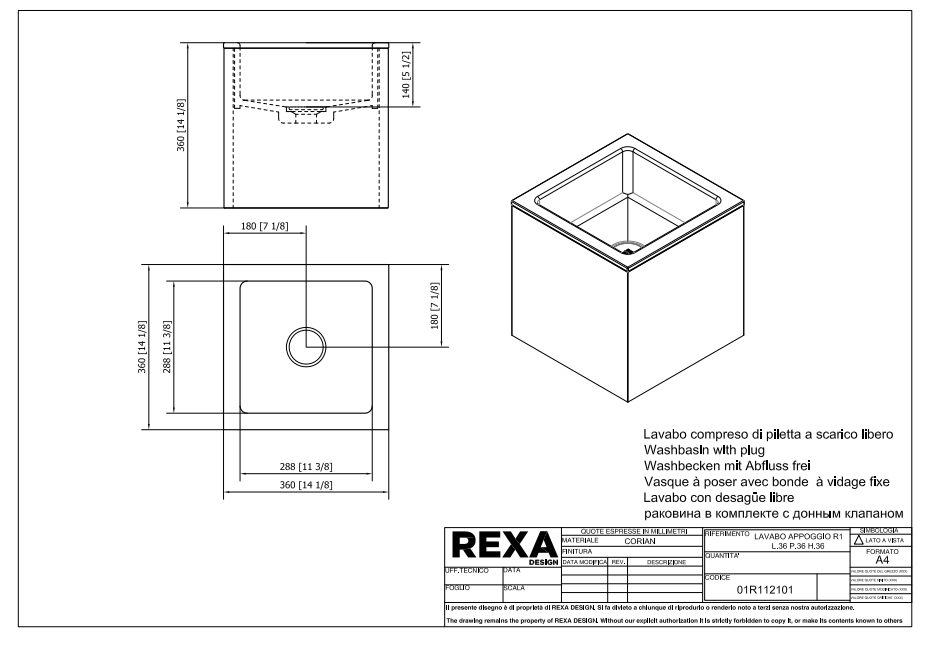 Rexa Lavabo R1 L36 P36 H36 01R112101 pdf
