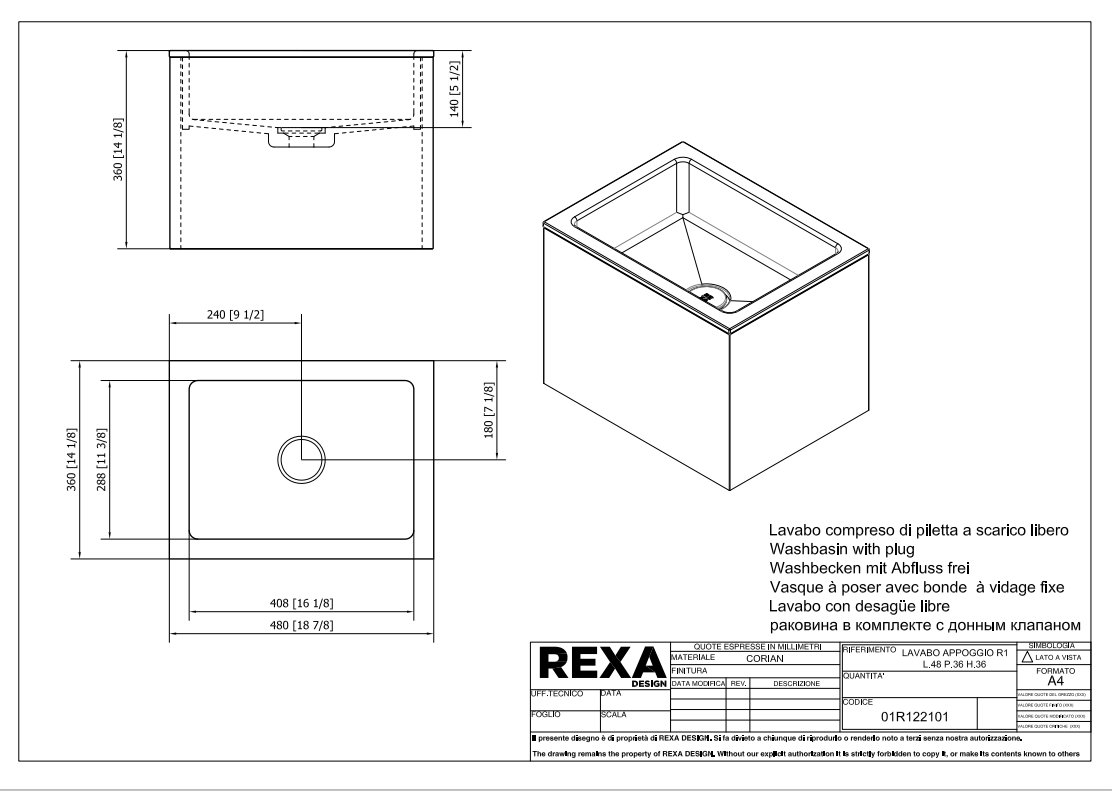 Rexa Lavabo R1 L48 P36 H36 01R122101 pdf