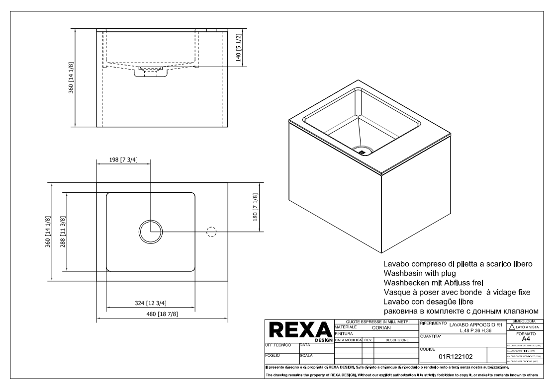 Rexa Lavabo R1 L48 P36 H36 01R122102 pdf