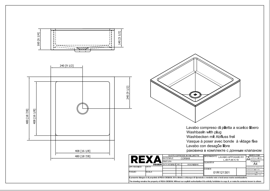 Rexa Lavabo R1 L48 P48 H16 01R121301 pdf