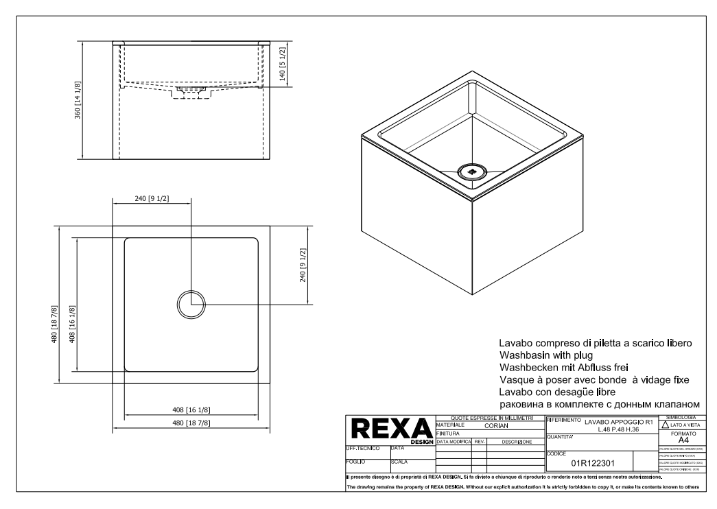 Rexa Lavabo R1 L48 P48 H36 01R122301 pdf