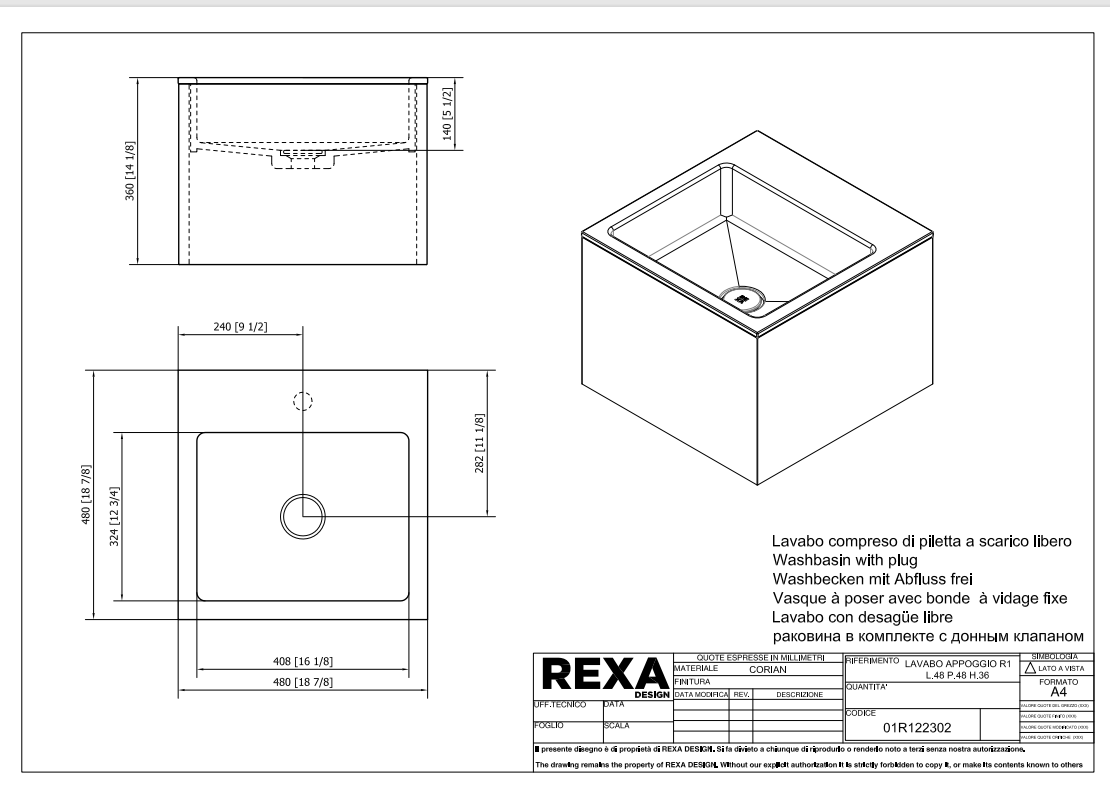 Rexa Lavabo R1 L48 P48 H36 01R122302 pdf
