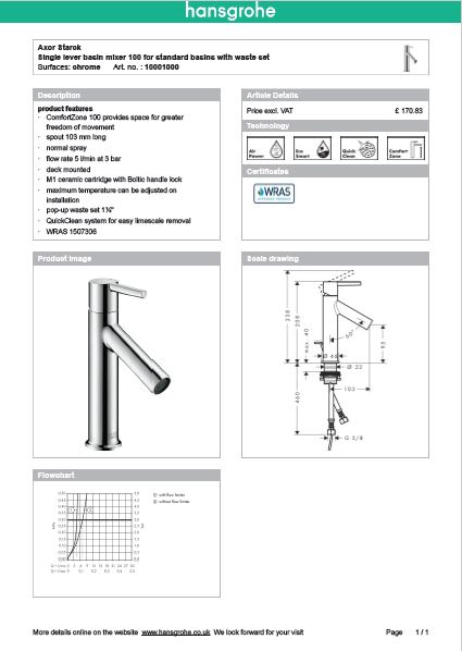 Download Techincal informations Axor Starck