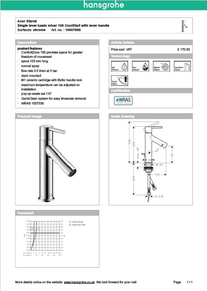 Download Techincal informations Axor Starck