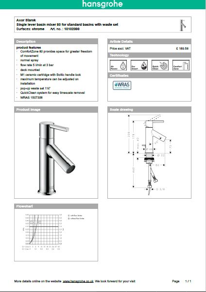 Download Techincal informations Axor Starck