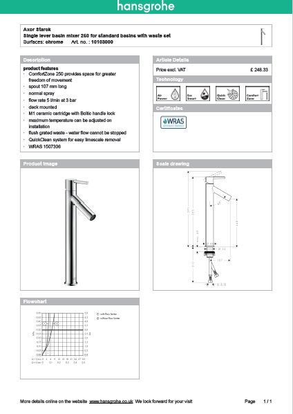 Download Techincal informations Axor Starck