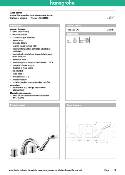 Download Techincal informations Axor Starck