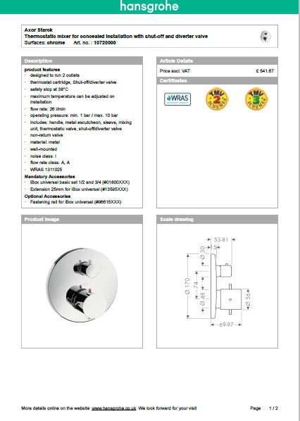 Download Techincal informations Axor Starck