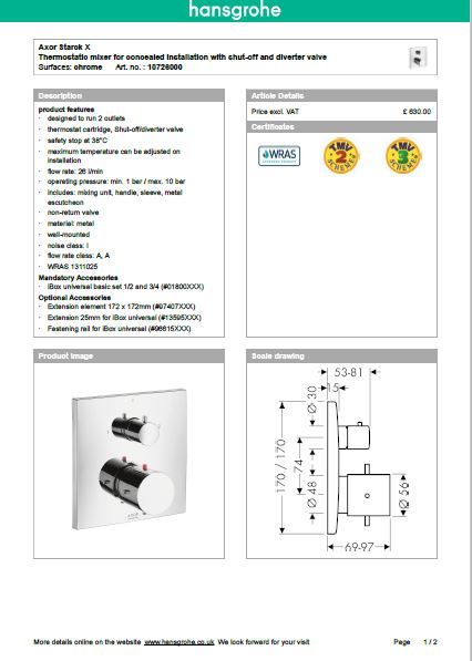 Download Techincal informations Axor Starck