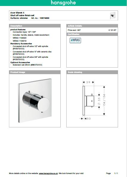 Download Techincal informations Axor Starck