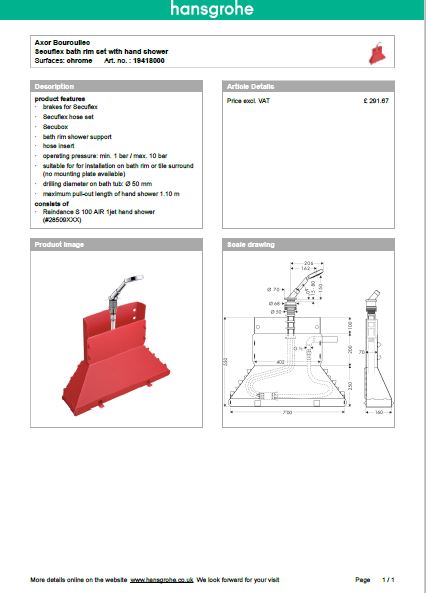 Download Techincal informations Axor Starck
