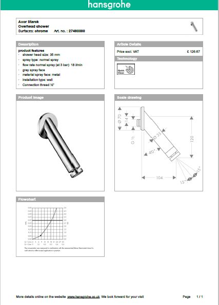 Download Techincal informations Axor Starck