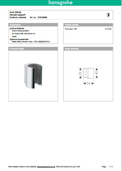Download Techincal informations Axor Starck