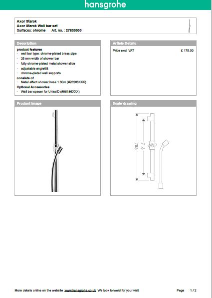 Download Techincal informations Axor Starck