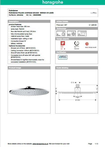 Download Techincal informations Axor Starck