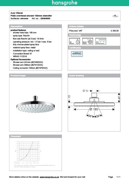 Download Techincal informations Axor Starck