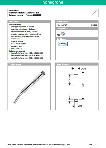Download Techincal informations Axor Starck