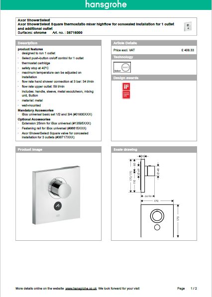 Download Techincal informations Axor Showers