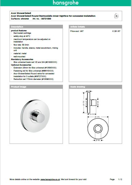 Download Techincal informations Axor Showers
