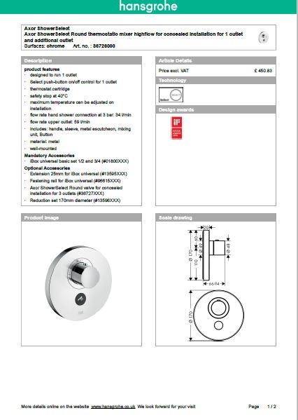 Download Techincal informations Axor Showers