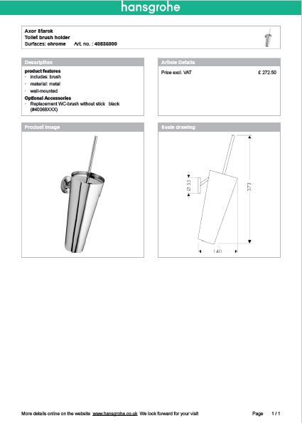 Download Techincal informations Axor Starck