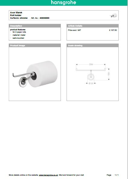 Download Techincal informations Axor Starck