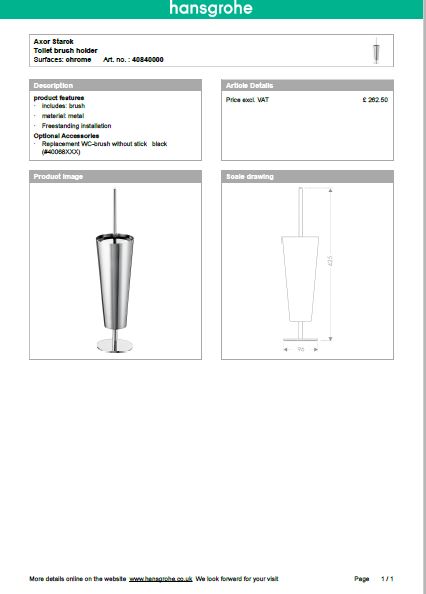 Download Techincal informations Axor Starck