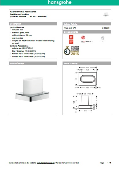 Download Techincal informations Axor Universal Accessories 