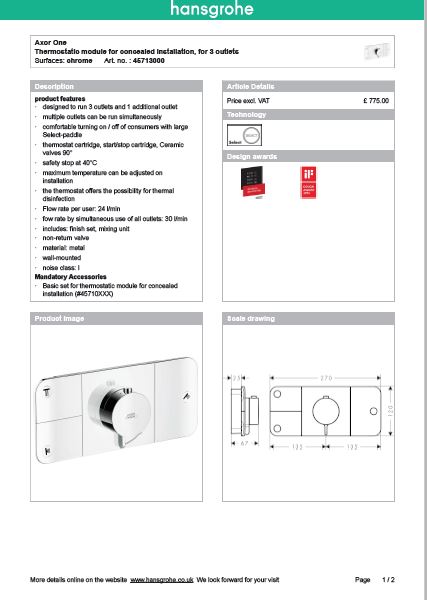 Download Techincal informations Axor Showers