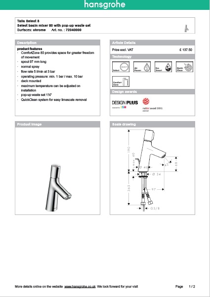 Download Techincal informations Nuovo Talis