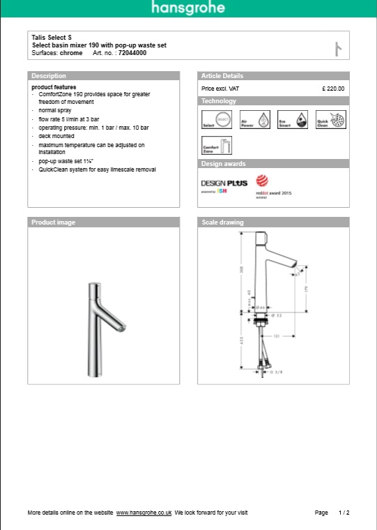 Download Techincal informations Nuovo Talis