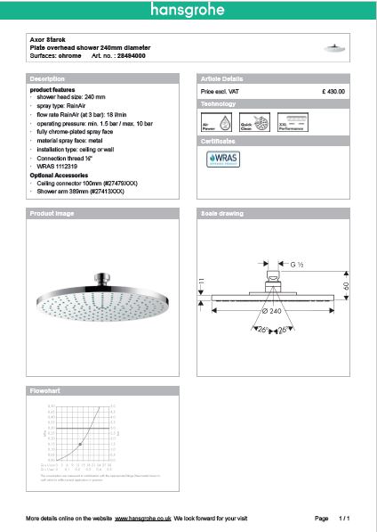 Download Techincal informations Axor Starck
