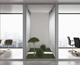 Modular office partition walls made of metal and glass structure 100 mm seven metal